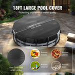 Amocart 18/15Ft Round Pool Cover Solar Covers for Above Ground Pools Safety Pool Cover with Drawstring Design Black