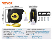 Load image into Gallery viewer, SucceBuy Retractable Extension Cord Reel 50FT Lighted Triple Tap Outlet 13Amp Circuit Breaker 180° Swivel Bracket Electrical Use - AMOCART

