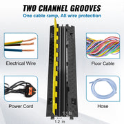 Load image into Gallery viewer, SucceBuy Cable Protector Ramp 1/3/5 PCS 2Channel Heavy Duty Wire Cord Cover Ramp with TPR Flip-Open Top Cover Traffic Speed Bump - AMOCART
