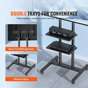 Load image into Gallery viewer, Amocart Mobile TV Stand Height Adjustable TV Stand w/ Wheels Double Tray for Audio-Visual Devices Rolling TV Stand for Bedroom
