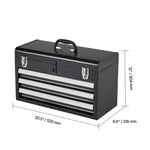 Amocart 20in 3-Drawer Metal Tool Box Black/Red Tool Chest with EVA Liners Multifunction Tool Organizer for Garage & Workshop