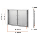 【Premium】Amocart BBQ Access Door Double Outdoor Kitchen Stainless Steel Flush Mount Door for BBQ Island Grilling Station Outsid
