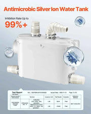 Load image into Gallery viewer, Amocart Macerator Pump 500W 29GPM Flow 26ft/8 m Head Wall-Hung Toilet Pump, 4 Water Inlets Waste Water Disposal Upflush Machine
