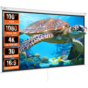 Load image into Gallery viewer, Amocart Manual Pull Down Projector Screen 100 inch 16:9 4K 1080 HD Retractable Projector Screen for Family Home Office Theater
