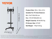 Load image into Gallery viewer, SucceBuy Mobile TV Stand Height Adjustable TV Stand w/ Wheels Double Tray for Audio-Visual Devices Rolling TV Stand for Bedroom
