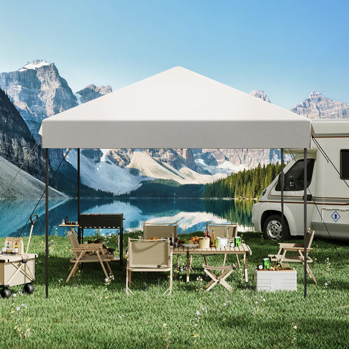 10x10 ft Heavy Duty Pop Up Canopy Tent - Outdoor Gazebo with 210D Oxford Fabric, Rust-Resistant Frame, Quick Setup, 3 Adjustable Heights, UV Protection, Roller Bag, Weight Bags, Stakes, Guy Ropes