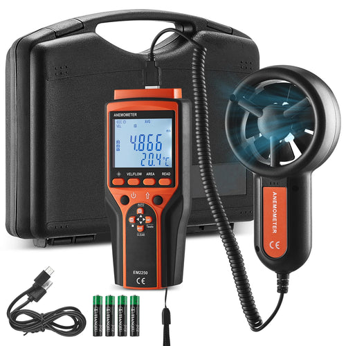 SucceBuy Handheld Anemometer LED Digital Wind Speed CFM Meter Gauge Measures Wind Velocity Wind Temperature Air Flow Wind Chill