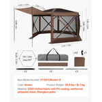 Amocart Pop up Gazebo Screen Tent Camping Canopy Tent w/ Removable Top&Carry Bag Quick-Set&Bite-Proof Screen House Sun Shelter