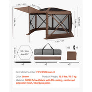 Load image into Gallery viewer, SucceBuy Pop up Gazebo Screen Tent Camping Canopy Tent w/ Removable Top&amp;Carry Bag Quick-Set&amp;Bite-Proof Screen House Sun Shelter
