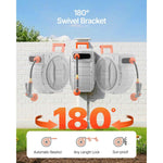 Amocart Retractable Garden Hose Reel Wall Mounted Hose Reel Heavy Duty Garden Hose Reel with 9Pattern Nozzle 180°Swivel Bracket