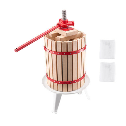 SucceBuy 4.75 Gal/18L Fruit Wine Press Solid Wood Basket w/ 8 Blocks Heavy Duty Manual Juice Maker with Handle for Kitchen Home