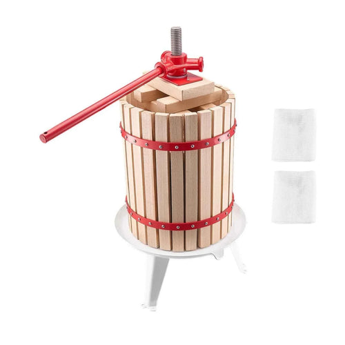 Amocart 4.75 Gal/18L Fruit Wine Press Solid Wood Basket w/ 8 Blocks Heavy Duty Manual Juice Maker with Handle for Kitchen Home