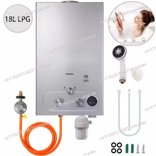 Liquefied Petroleum Gas/LNG Gas Water Heater Household Instant Tankless Propane Tankless Gas Water Heater 18L