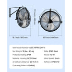 Amocart Industrial Wall Mount Fan High Velocity  Waterproof Wall Fan with Aluminum Blades for Workshop Warehouse Greenhouse