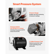 Load image into Gallery viewer, Amocart 1HP/1.6 HP Shallow Well Pump with Pressure Tank 120V Stainless 5-Gal Tank 20/40 PSI Pressure Switch for Home Garden
