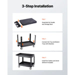 Amocart 550 lbs Utility Service Cart Two-Shelf Plastic Hand Dolly Cart with 360° Swivel Wheels for Warehouse Garage Cleaning