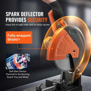 Load image into Gallery viewer, Amocart 2800W Chop Saw 14"/355mm Blade Diameter Cut Off Saw 1200RPM Steel Cutting Machine 0-45° Adjustable Dry Cut Chop Saw
