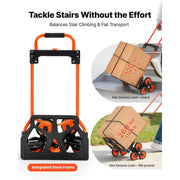Load image into Gallery viewer, Amocart Stair Climbing Cart 120lbs Stair-Climbing Capacity w/ Telescoping Handle 6 Wheels and 2 Bungee Cords for Home Groceries
