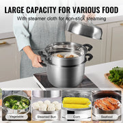 Load image into Gallery viewer, Amocart Steamer Pot 11in/28cm, 3 Tier Steamer Pot for Cooking with 8.5QT Stock Pot, 304 Stainless Steel Food Steamer Cookware
