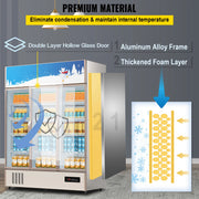 Load image into Gallery viewer, SucceBuy Triple Swing Door Commercial Refrigerator Display Fridge Upright Beverage Cooler Glass Door with LED Light - AMOCART
