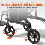Amocart 2 in 1 Rollator Walker & Transport Chair for Seniors Folding Rolling Walker Wheelchair Combo & Aluminum Mobility Walker