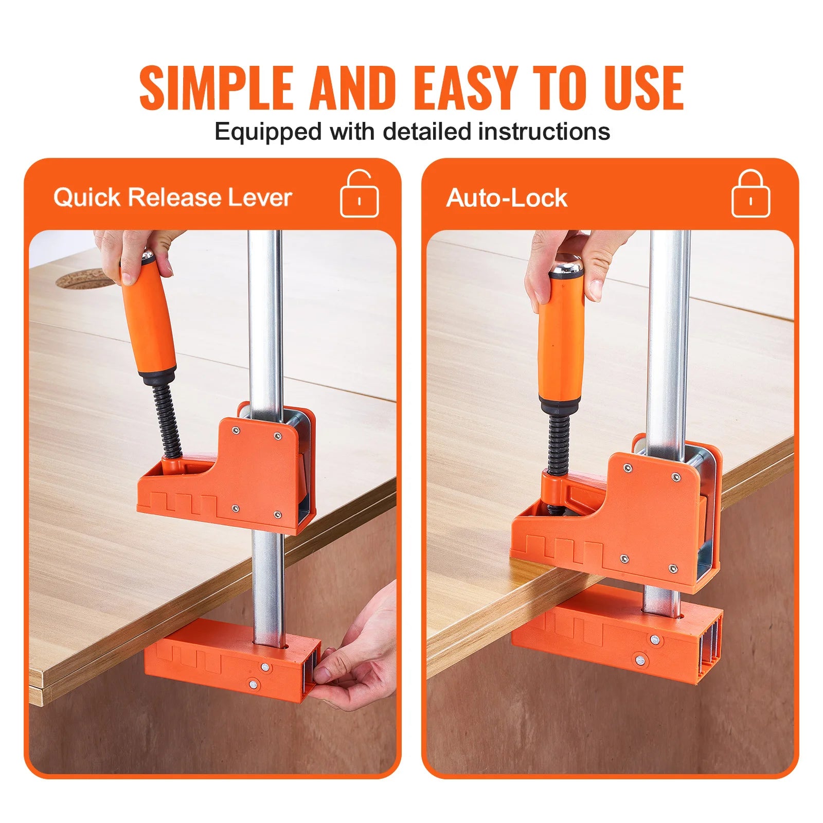 SucceBuy Bar Clamps 2Pcs 50" Parallel Clamp Set F Clamp w/ 1100lbs Load Limit  High-strength Plastic and Carbon Steel Wood clamp