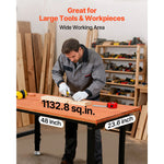 SucceBuy Adjustable Workbench 1500 lbs 48 x 24 Inch Oak Wood Top Workbench Hardwood Worktable for Garage Workshop Home Office