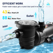 Load image into Gallery viewer, Amocart Swimming Pool Pump 1.5HP / 2.0HP Single Speed Pumps for Above Ground Pool with Strainer Filter Basket ETL Certification
