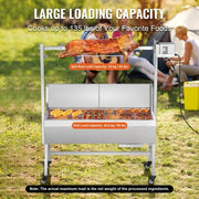 Load image into Gallery viewer, Amocart 35inch Rotisserie Grill Electric Motor Charcoal Spit Grill Stainless Steel Roaster w/Lockable Wheels for Camping
