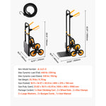 Amocart 440/770 lbs Stair Climbing Cart Folding Trolley Cart with Telescoping Handle 6 Wheels 2 Bungee Cords for Home Groceries