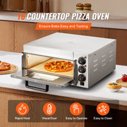 Load image into Gallery viewer, SucceBuy Commercial Pizza Oven Countertop Single Deck Layer Stainless Steel Electric Pizza Oven with Stone Handle Pizza Maker - AMOCART

