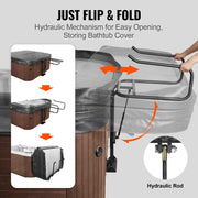 Charger l'image dans la visionneuse de galerie, SucceBuy Hot Tub Cover Lift Spa Cover Lift, Hydraulic Height 33.1" - 41.3" Width 53.1" - 92.5" Adjustable Installed Underneath
