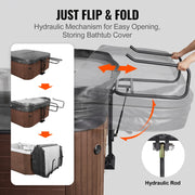 Load image into Gallery viewer, SucceBuy Hot Tub Cover Lift Spa Cover Lift, Hydraulic Height 33.1" - 41.3" Width 53.1" - 92.5" Adjustable Installed Underneath
