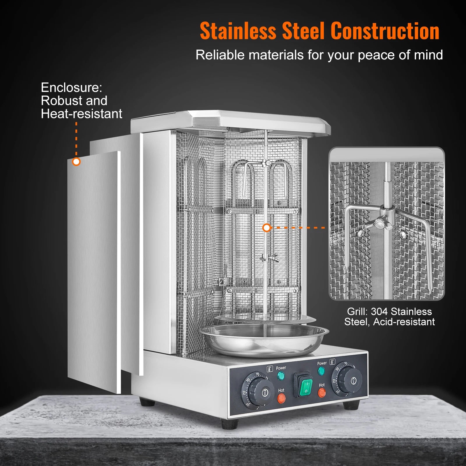 SucceBuy Shawarma Grill Machine 13lbs Chicken Shawarma Cooker Machine Electric Vertical Broiler Gyro Rotisserie Oven Doner Kebab