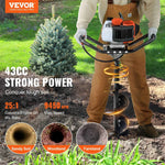 Amocart Fuel-powered Auger  Post Hole Digger Gas Powered Earth Auger Borer Ground Petrol Earth Auger Post 52cc/43cc Hole Digger