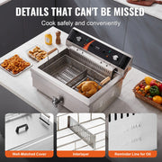 Charger l'image dans la visionneuse de galerie, Friteuse commerciale SucceBuy 3000W électrique pour dinde avec panier 30,6 Qt Friteuses de comptoir en acier inoxydable à réservoir unique
