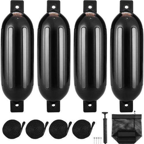Inflatable Ribbed Fender with Center Holes Marine Boat Dock Fender Bumper with Air Pump 4 Needles 4 Ropes & Storage Bag