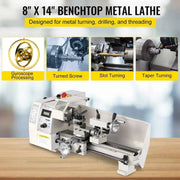 Load image into Gallery viewer, Amocart Mini Metal Lathe 8x14'' 2250PRM Variable Speed 600W Metal Working Lathe Milling Machine, Various Types of Metal Turning
