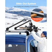 Load image into Gallery viewer, SucceBuy Ski &amp; Snowboard Roof Rack Carry up to 6 Pairs of Skis or 4 Snowboards 2 PCS Aluminum Universal Car Roof Rack Top Holder - AMOCART
