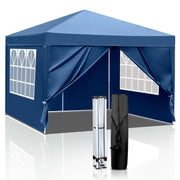 Load image into Gallery viewer, 10x10 FT Pop Up Canopy Tent with 4 Sidewalls, Blue 210D Waterproof Oxford Folding Gazebo, 2 Doors &amp; 2 Windows, Powder Coated Steel Frame Outdoor Shade Shelter with Carry Bag for Market Camping Events
