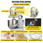 SucceBuy Commercial Food Mixer 10Qt 450W 3 Speeds Adjustable 110/178/390 RPM Heavy Duty Stainless Steel Whisk Beater Premium