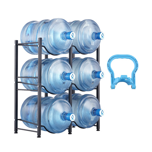 Amocart 3/4/5 Tiers Water Jug Holder Iron Water Bottle Holder Double/Single Row Easy Installation for Kitchen Office Livingroom