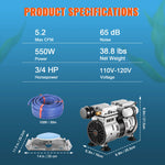Amocart Pond Aerator 550W, Up to 1Acre 50ft Lake Aeration System, Weighted Tube & Diffuser Included for          Supply