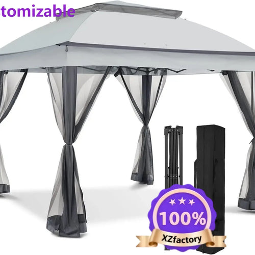 Customizable 13x13 Pop Up Gazebo with Mesh Netting,  Easy Set up Outdoor Gazebo Easy Up Screened Canopy for Patio and Backyard