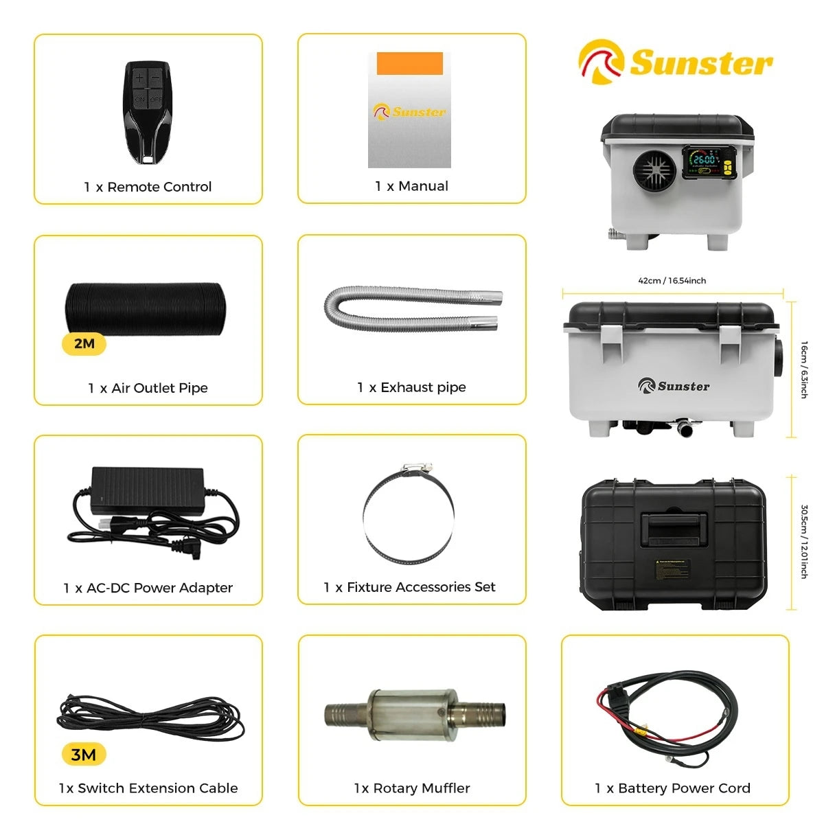 8KW 12V/24V/230V Toolbox Diesel Air Heater Quiet Night Heater W/Power Adapter/Constant Temperature/LCD Panel For Motorhome Truck Amocart