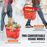 Amocart 6PCS Shopping Baskets 39L Rolling Shopping Carts with Handles & Wheels Portable  for Supermarkets Retail Stores Grocery