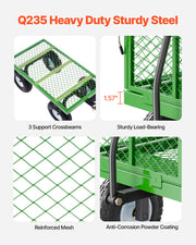 Load image into Gallery viewer, SucceBuy Steel Garden Cart on Wheels Heavy Duty Garden Wagon Cart Pullable Metal Yard Wagon Carts with 180°Rotating Handle - AMOCART
