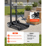 Load image into Gallery viewer, SucceBuy Folding Hand Truck 110lbs Capacity Collapsible Luggage Cart w/ 2Wheels&amp;1 Elastic Rope Utility Dolly Platform Cart Black - AMOCART
