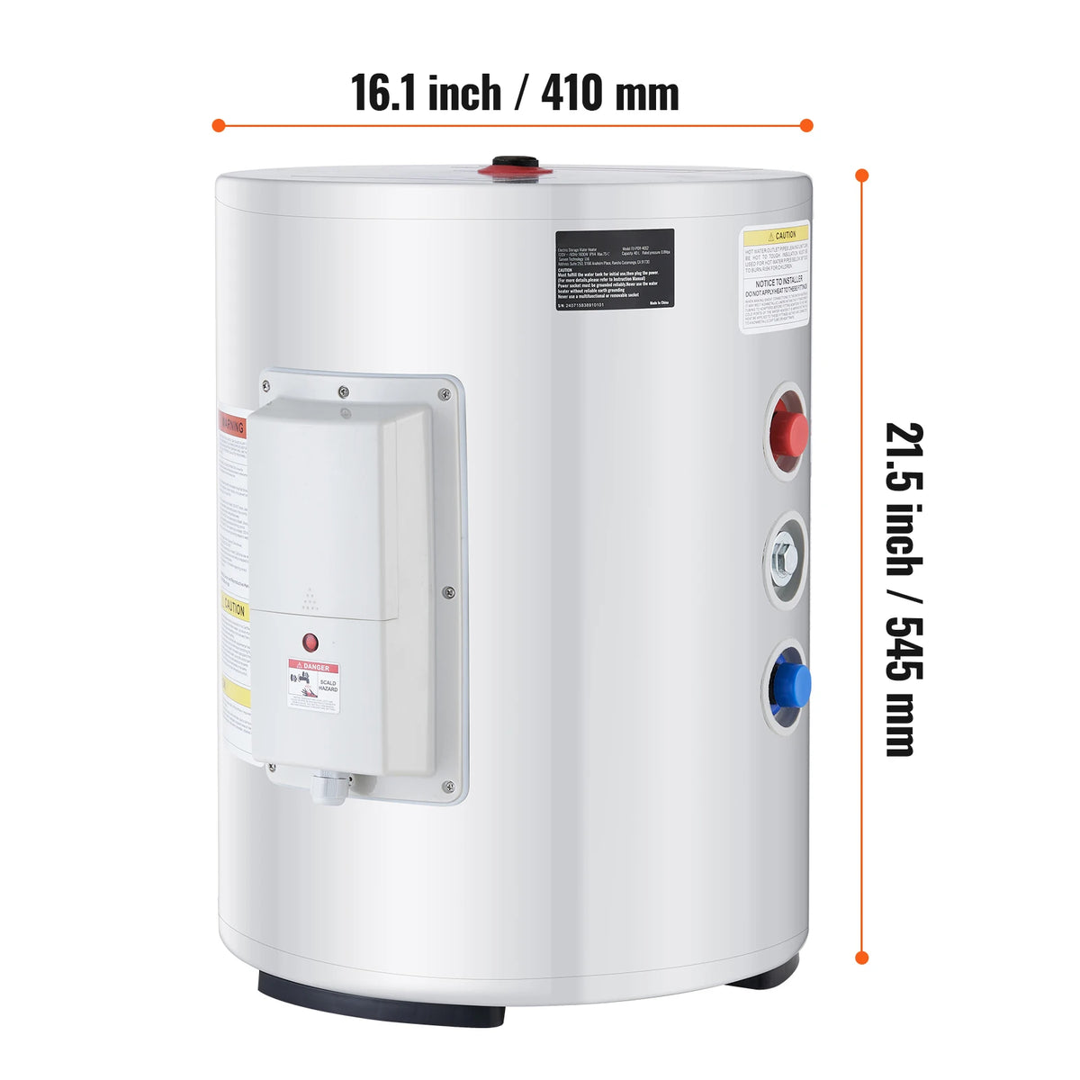 VEVOR Electric Water Heater 10 Gallon Tank Instant Hot Water Heater 1.6Kw Tankless Water Heater w/ LED Display Knob Control IPX4 Amocart