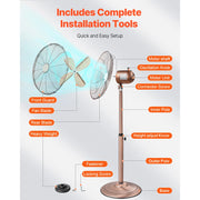 Charger l'image dans la visionneuse de galerie, SucceBuy Industrial Pedestal Fan 16/18/24 Inch 75-Degree Oscillating Fan Height Adjustable Standing Fans with 3 Adjustable Speed
